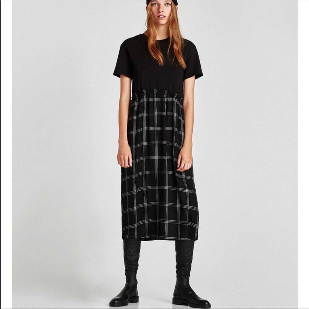 Zara checked combination dress